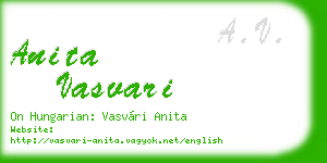 anita vasvari business card