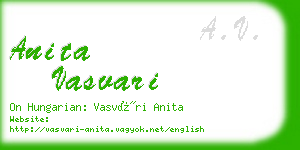 anita vasvari business card